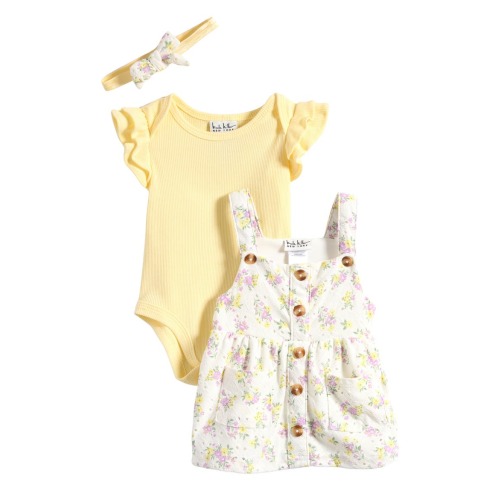 Floral Jumper, Bodysuit & Headband Set | Nordstromrack