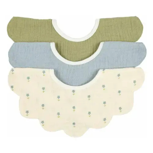 Periwinkle organic cotton petal bibs - Set of 3 | Blue