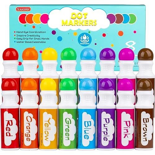Dot Markers for Toddlers Kids Preschool, Bingo Daubers Washable Art Markers 8 Colors, Toddlers Arts and Crafts, Kids Art Supplies Dot Paint Craft Kit, Toddler Painting Supplies Drawing, 2PACK