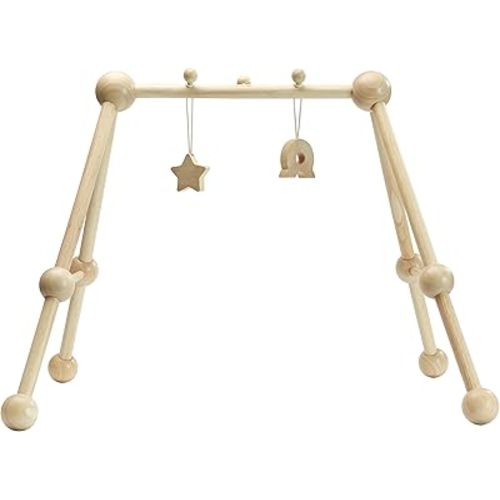 PlanToys® Wooden Baby Gym | Montessori Baby Activity Center | Eco-Friendly Infant Play Gym with Sturdy A-Frame Design | Non-Toxic Baby Play for Tummy Time & Sensory Development