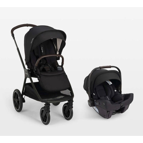 Nuna PIPA Urbn Caviar Black Baseless Baby Car Seat + TRIV lx Stroller Travel System