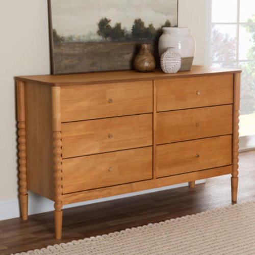 Lucera Mid-Century Bobbin Wood 6-Drawer Dresser | Wayfair