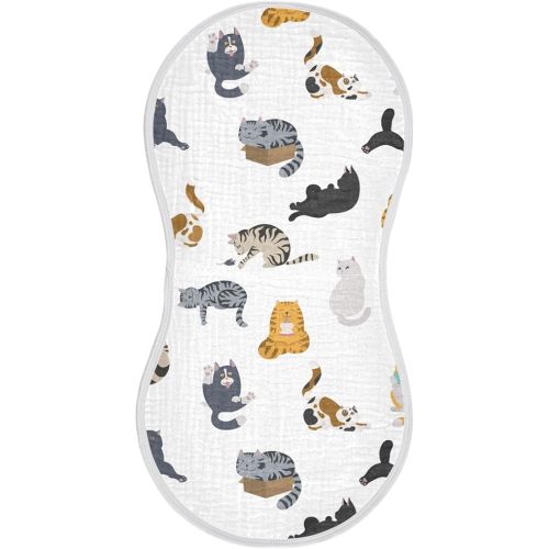 vvfelixl Cartoon Cat Burp Cloths for Baby Boy Girls Baby Washcloths Burp Rags 1 Pack