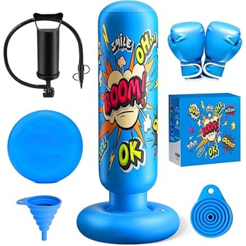 Inflatable Punching Bag for Kids 3-12, Boxing Equipment for Kids and Adults, Christmas, Birthday Gifts, Punching Bag Practice Karate, Taekwondo