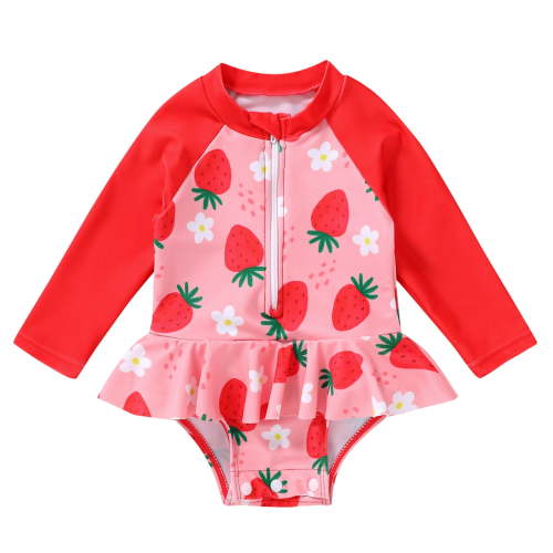 Happy Town Newborn Baby Girls Swimsuit Summer One-Piece Long Sleeve Floral Bathing Suit
