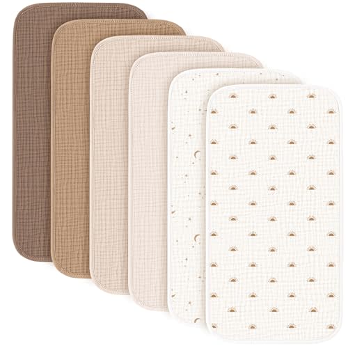 Konssy 6-Pack Muslin Baby Burp Cloths, Large 100% Cotton Burping Clothes, Soft & Absorbent for Newborns, Baby Boys and Girls
