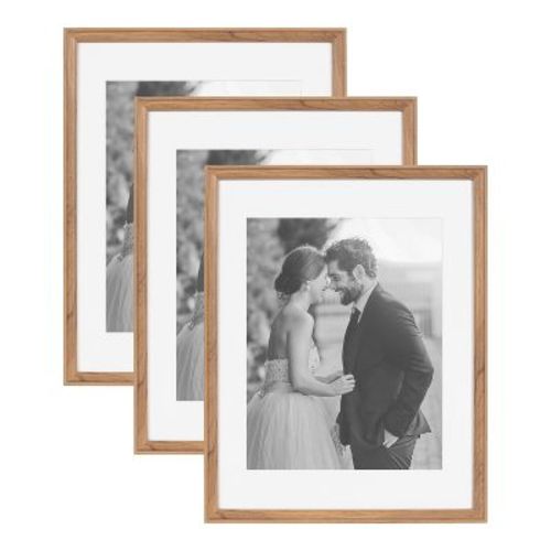 Kate & Laurel All Things Decor (Set of 3) 14"x18" Matted to 11"x14" Adlynn Rectangle Picture Frames Brown