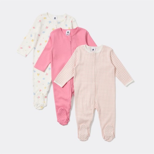 Dymples Baby Coverall 3 Pack - Pink & White
