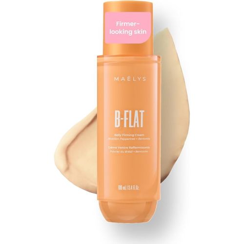 MAËLYS B-FLAT Belly Firming Cream for Women - Skin Tightening & Moisturizing Treatment with Shea Butter & Bentonite Clay - Smooths Look of Stretch Marks - Postpartum Body Care (3.4 Fl Oz)