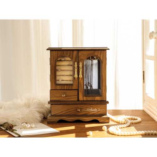 Personalized Walnut Jewelry Organizer Box, Engrave Jewelry Box, Wooden Jewelry Case, Wardrobe Jewelry Box, Christmas Gifts