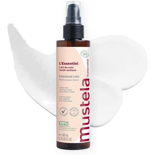 Mustela Certified Organic Maternity Essential Care Multi-Purpose Lotion - Pregnancy & postpartum - Stretch Marks, Skin Comfort & Suppleness - No Added Scent - Safe for Moms, Babies & Breastfeeding