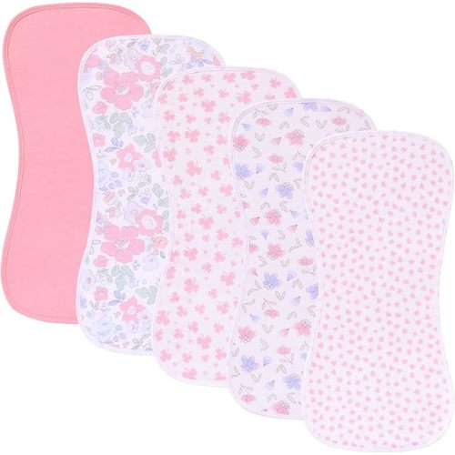 sleepyturtle 5 Pack Waterproof Baby Burp Cloths Extra Absorbent and Soft