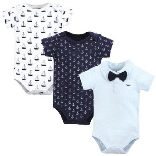 Hudson Baby Infant Boy Cotton Bodysuits, Sailboat Polo, 0-3 Months
