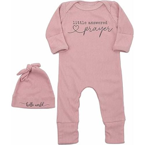 Little Answered Prayer Bodysuit Infant Romper Baby Announcement 0-3 Months Clothes Cute Religious Boys Girls Outfit