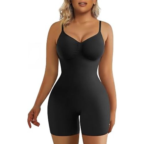 SHAPERX Shapewear for Women Tummy Control Bodysuit Mid Thigh Body Shaper Shorts for a Lifted Look