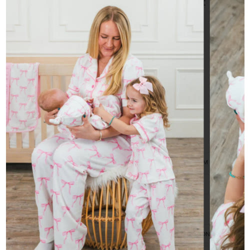 Blushing Bows Waffle Knit Pajamas | Matching Mom & Me Pajamas – Sparkle In Pink