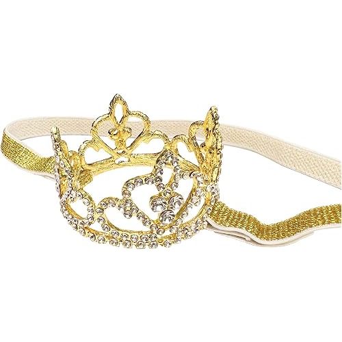 Baby Girl Infant Toddler Crystal Crown Tiara Gold Headband Baby Photography Headband Props, Gold