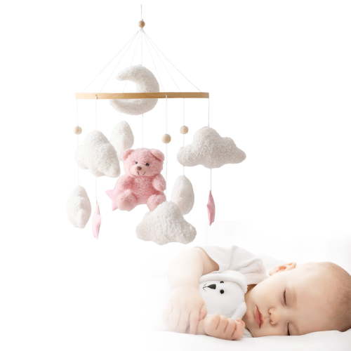 Delightful Crib Mobile Hanger with Plush Teddy Bear – Encourages Hand-Eye Coordination for Baby’s Joyful Nursery