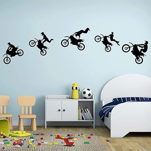 Dirt Bike Stickers Motocross Stickers Motorcycle Wall Decal Sports Wall Stickers for Living Room Bedroom Boys Room Decoration