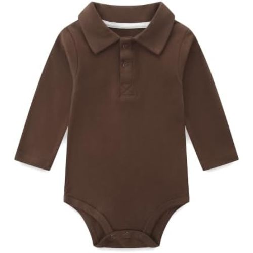 Baby Collared Polo Bodysuit 100% Cotton Onesie Long Sleeve Cute Outfit 0~24M