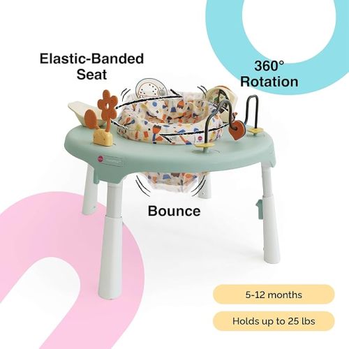 ORIBEL PortaPlay 3-in-1 Baby Activity Center & Play Table | Patented Bouncy Seat with Stable Foot Support | 5 Months+ | Convertible, Portable Design with Development-Focused Toys (Enchanted Garden)