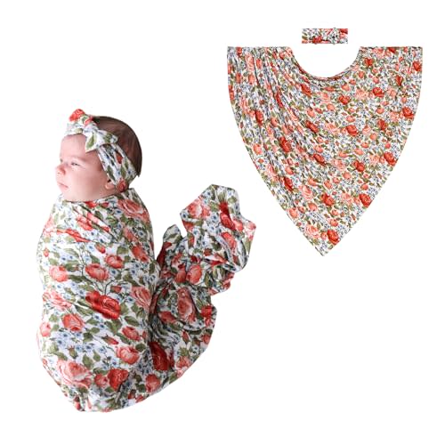Posh Peanut Swaddle Blanket + Headband Set - Soft Newborn Swaddle Doubles As a Stroller, Receiving Blanket, and Nursing Cover - Matching Baby Swaddles & Headbands for Everyday