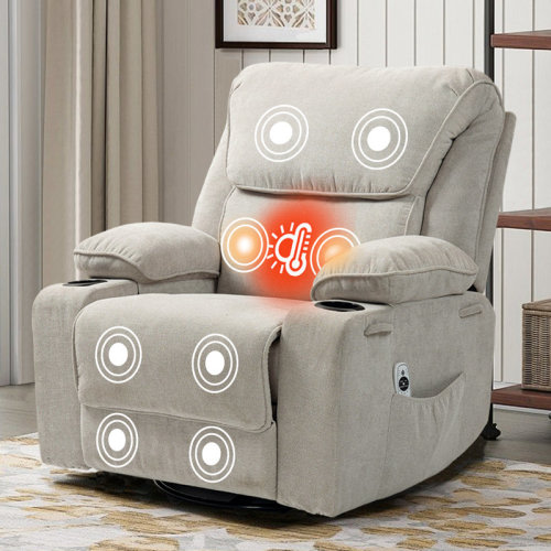 Inbox Zero Rocker Recliner Swivel Heated Massage Reclining Chair | Wayfair