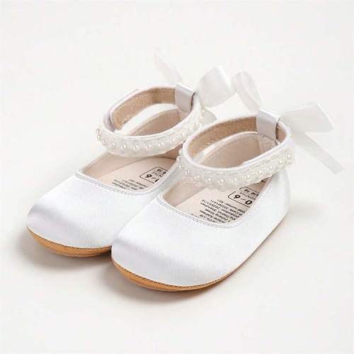 Baby Girls Mary Jane Flats Cute Pearl Infant Wedding Shoes Non-Skid Newborn Crib Shoes | SHEIN USA