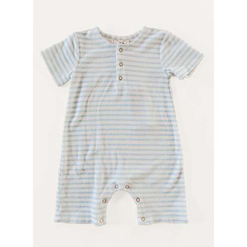 Walker Terry Romper - Blue & White Stripe