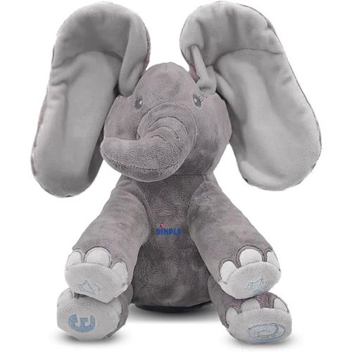 Dimple Emery Peek A Boo Elephant Toy, Interactive Singing Stuffed Elephant Plush with Moving Ears, Musical Stuffed Animal for Babies and Toddlers, Adorable Baby Toy - Adorable Gift for Grandchild