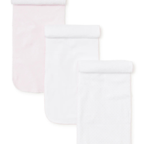 Kissy Dots Pink 3 Pack Burp Set w/ Tulle Bag