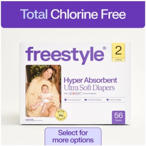 Freestyle Hyper Absorbent Ultra Soft Baby Diapers, Size 2, 56 Count (Select for More)