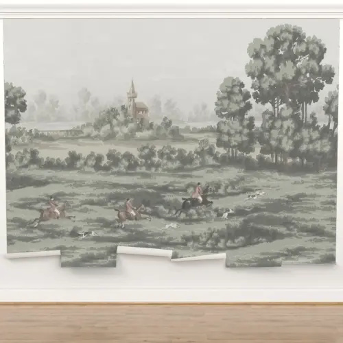 Wall Mural in Countryside Fox Hunt Muted