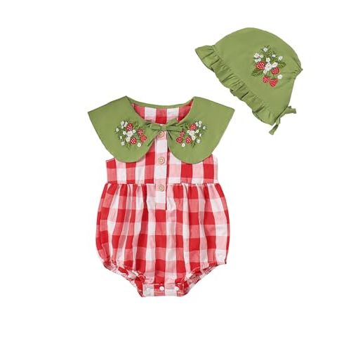 Baby Girl Strawberry Embroidery Bodysuit Baby Outfit Set Cotton Cute Romper for Girls