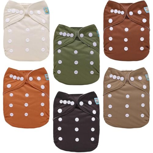 ALVABABY Baby Cloth Diaper 6 Pack with 12 Inserts One Size Cloth Diaper Covers Adjustable Washable Reusable for Baby Girls and Boys