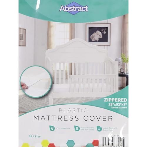 Abstract Waterproof Mattress Cover - 28x52x8” Standard Cribs & Toddler Beds -Vinyl Plastic Protective Zippered Sheet, 100 GSM PVC, BPA Free