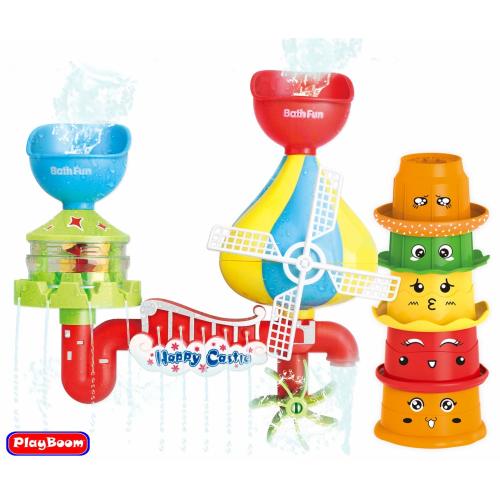 Playboom Baby Bath Toy -Waterfall Water Station with 5 Stackable Cups Enhance Your Baby’s Thinking Ability and Creativity Great Bathtub Toys for Boys - Girls-Toddlers