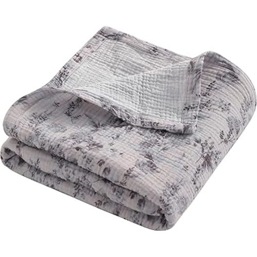 NTBAY Muslin Baby Swaddle Blanket, 2-Layer, 30x40 Lightweight Receiving Blanket for Newborns and Infants, Crib Stroller Travel Use, Vintage Bloom