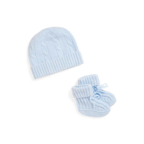 Cashmere Cable Knit Baby Hat and Bootie Set | Over The Moon