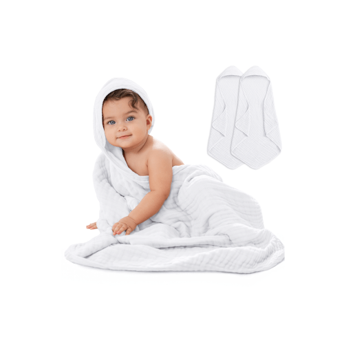 Hooded Baby Towels - 6 Layers, Pack of 2, One Size
