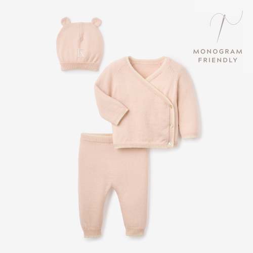 Pink Cashmere-Cotton Baby Layette Set – Elegant Baby