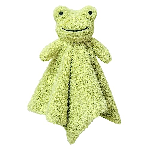 Doindute Baby Green Frog Soft Stuffed Animal Security Blanket, Plush Frog Character Lovey Blanket, Baby Shower/Nursery Gift, Newborn Infant Toddler Snuggle Blankie for Boys Girls, 14 Inches