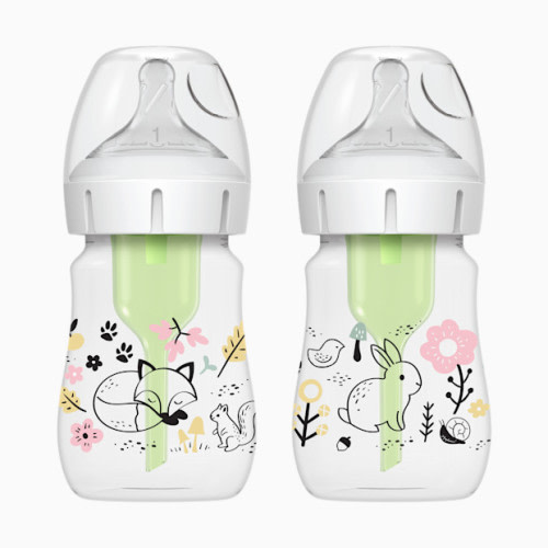 Anti-colic Options+ Wide-Neck Baby Bottle, 5oz (2 Pack) - Woodland Designs
