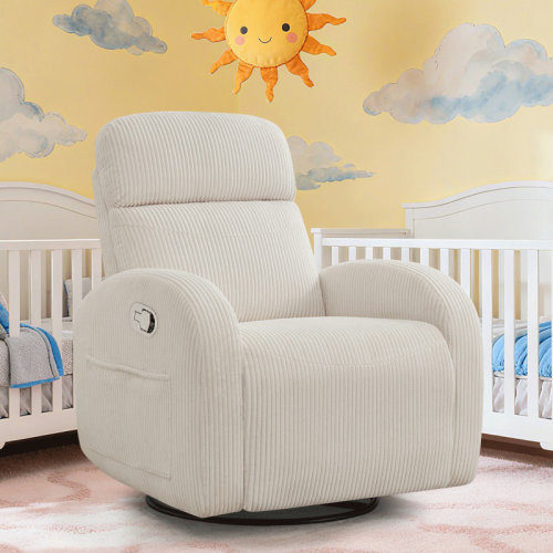 Latitude Run® Delba 37"Modern Upholstered Chenille Manual Swivel Rocker Glider Recliner Nursery Chair & Reviews | Wayfair