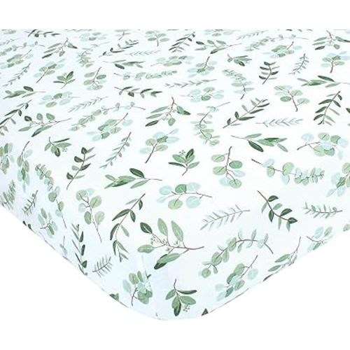 Hudson Baby Unisex Baby Cotton Fitted Crib Sheet, Eucalyptus, One Size