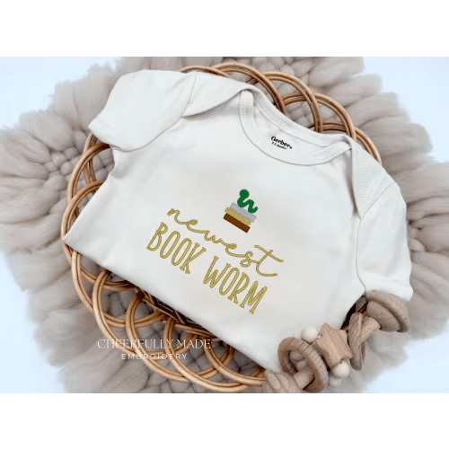 Embroidered newest Book Worm Bodysuit, Book Worm Pregnancy Announcement, New to the Book Club Baby Announcement, Book Lover Baby, Read to me