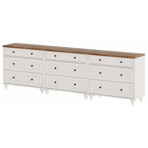 Farmhouse Dresser for Bedroom with 3 Drawers, Mid Century Modern Kids Dressers with Wood Closet Storage Organizer, Small Dressers for Nursery, Hallway, Living Room, White