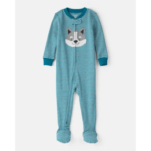 Baby Boy Dog Striped 100% Cotton Snug Fit 2-Way Zip Footie 1-Piece Pajamas - Blue | Carter's