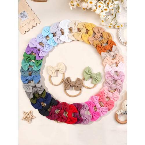 15/30pcs Baby Nylon Headbands With 3.5" Hair Clips, Newborn Headbands, Suitable For Infants, Baby Girls, Toddlers