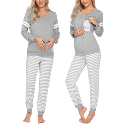 Avidlove Maternity Nursing Pajama Set for Breastfeeding Loungewear Sets Women Fall Long Sleeve Top & Jogger Pants for Pregnant & Postpartum